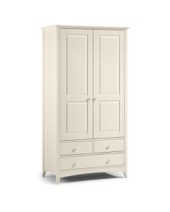 Cameo Wooden 2 Doors 3 Drawers Wardrobe In Stone White