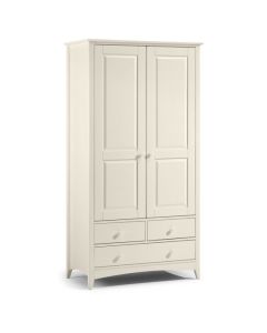 Cameo Wooden 2 Doors 3 Drawers Wardrobe In Stone White