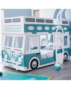Campervan Wooden Bunk Bed In Vintage Green And White