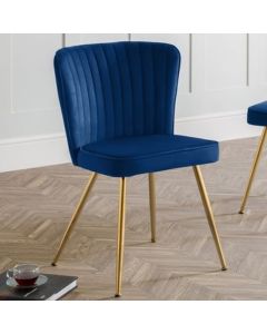 Cannes Velvet Dining Chair In Blue