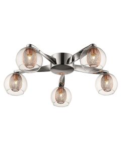 Canonbury 5 Bulbs Flush Ceiling Light In Copper