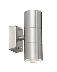 Canon Small Clear Glass 2 Lights Wall Light In Polished Stainless Steel