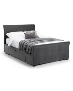 Capri Velvet Super King Size Bed With Drawers In Dark Grey