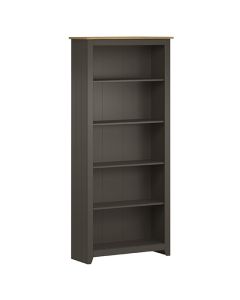 Capri Open Wooden Tall Bookcase In Carbon