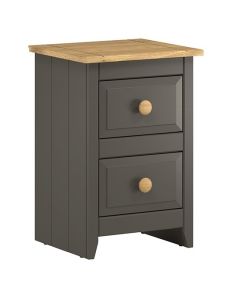 Capri Petite Wooden 2 Drawers Bedside Cabinet In Carbon