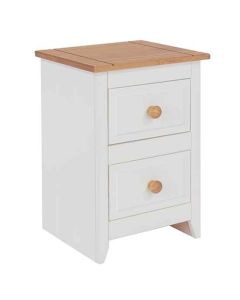 Capri Wooden 2 Drawers Petite Bedside Cabinet In Pine And White