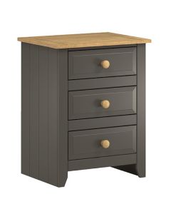 Capri Wooden 3 Drawers Bedside Cabinet In Carbon