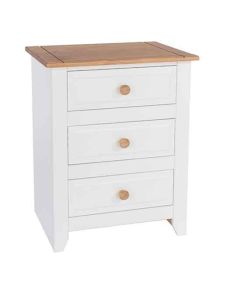 Capri Wooden 3 Drawers Petite Bedside Cabinet In Pine And White