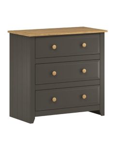 Capri Wooden Chest Of 3 Drawers In Carbon