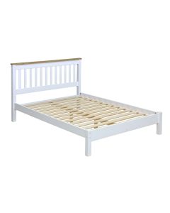 Capri Wooden Slatted Lowend Double Bed In Pine And White