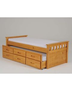 Captains Wooden Storage Single Bed With Guest Bed In Oak