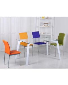 Carina Clear Glass Dining Set With White High Gloss Legs
