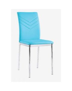 Carina Set Of 4 Faux Leather Dining Chairs In Blue