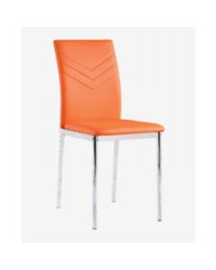 Carina Set Of 4 Faux Leather Dining Chairs In Orange