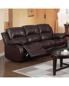 Carlino Bonded Leather Recliner 3 Seater Sofa In Brown
