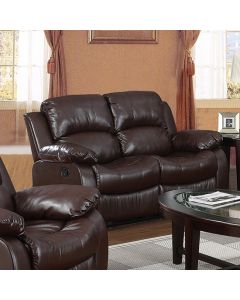 Carlino Recliner Full Bonded Leather 2 Seater In Brown