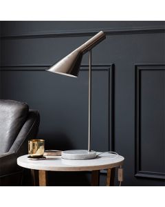 Carlo Task Table Lamp In Brushed Chrome With Grey Marble Base