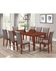 Carlo Wooden Dining Table In Mahogany With 6 Side Chairs And 2 Arm Chairs