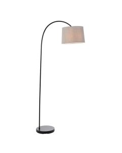 Carlson Light Grey Cotton Mix Shade Floor Lamp In Matt Black