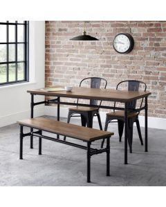 Carnegie Dining Table In Mocha Elm With Bench And 2 Grafton Chairs