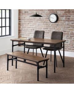 Carnegie Dining Table In Mocha Elm With Bench And 4 Monroe Chairs