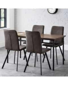 Carnegie Wooden Dining Table In Mocha Elm With 4 Monroe Chairs