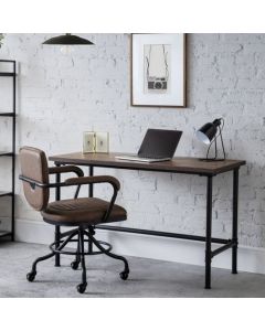 Carnegie Wooden Pipe Laptop Desk In Mocha Elm