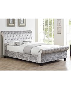 Carrie Crushed Velvet Double Bed In Grey