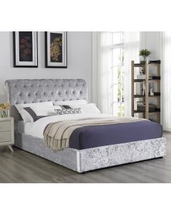 Carrie Crushed Velvet Storage Double Bed In Grey