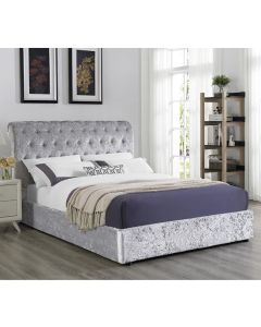 Carrie Crushed Velvet Storage King Size Bed In Grey