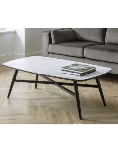 Caruso Wooden Coffee Table In White Marble Effect