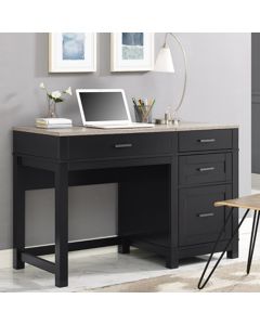 Carver Wooden Lift-Top Computer Desk In Black And Weathered Oak