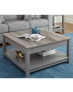 Carver Wooden Coffee Table In Grey And Weathered Oak