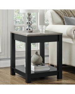 Carver Wooden End Table In Black And Weathered Oak