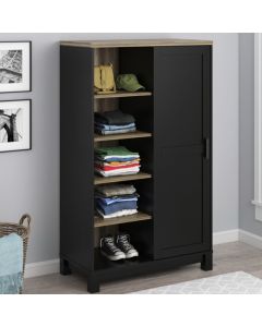 Carver Wooden Storage Cabinet In Black And Weathered Oak