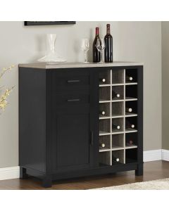 Carver Wooden Wine Cabinet In Black And Weathered Oak