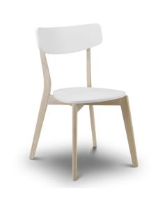 Casa Wooden Dining Chair In Matt White And Limed Oak