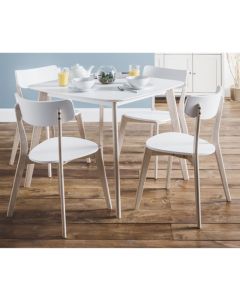 Casa Wooden Dining Table In Matt White And Lime Oak With 4 Chairs