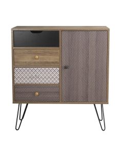 Casablanca Small Woden Sideboard In Oak With 1 Door And 4 Drawers