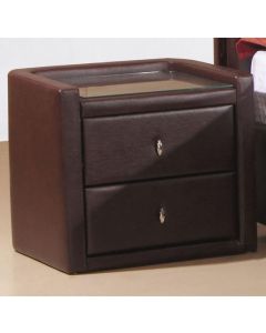 Caxton Faux Leather Bedside Cabinet In Brown