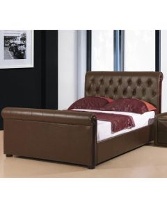 Caxton Faux Leather Storage Double Bed In Brown