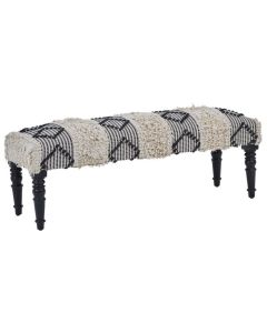 Clutton Moroccan Cotton Fabric Seating Bench In Black And White