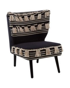 Clutton Moroccan Cotton Fabric Bedroom Chair In Black