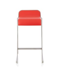 Celosia Faux Leather Fixed Counter Height Bar Stool In Red