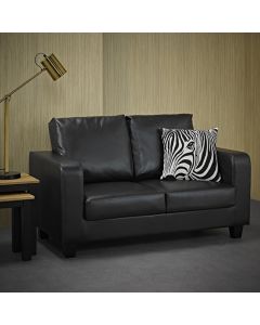 Centuri Faux Leather 2 Seater Sofa In Black