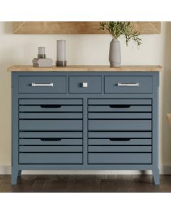 Signature Wooden Sideboard With 3 Drawers And 4 Crates In Blue