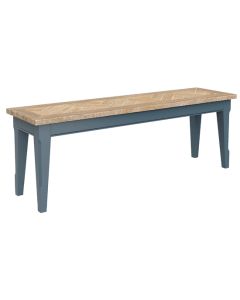 Signature Wooden Small Dining Bench In Blue And Oak