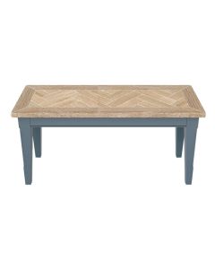 Signature Wooden Large Dining Bench In Blue And Oak