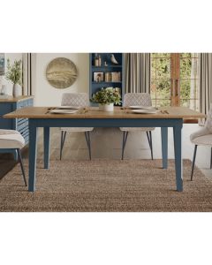 Signature Extending Wooden Dining Table In Blue And Oak