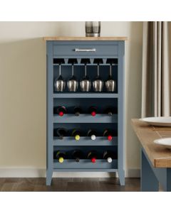 Signature Wooden Wine Rack And Glass Storage Cabinet In Blue